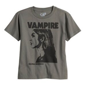 Olivia Rodrigo Vampire Graphic Tee - Gray with Black Print